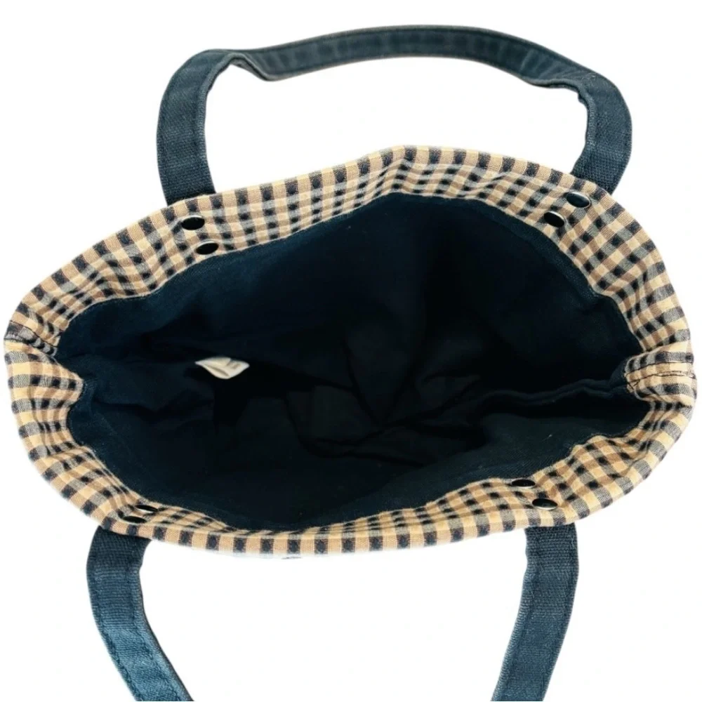 Longaberger Women’s Homestead Black Tan Checkered Tote Bag